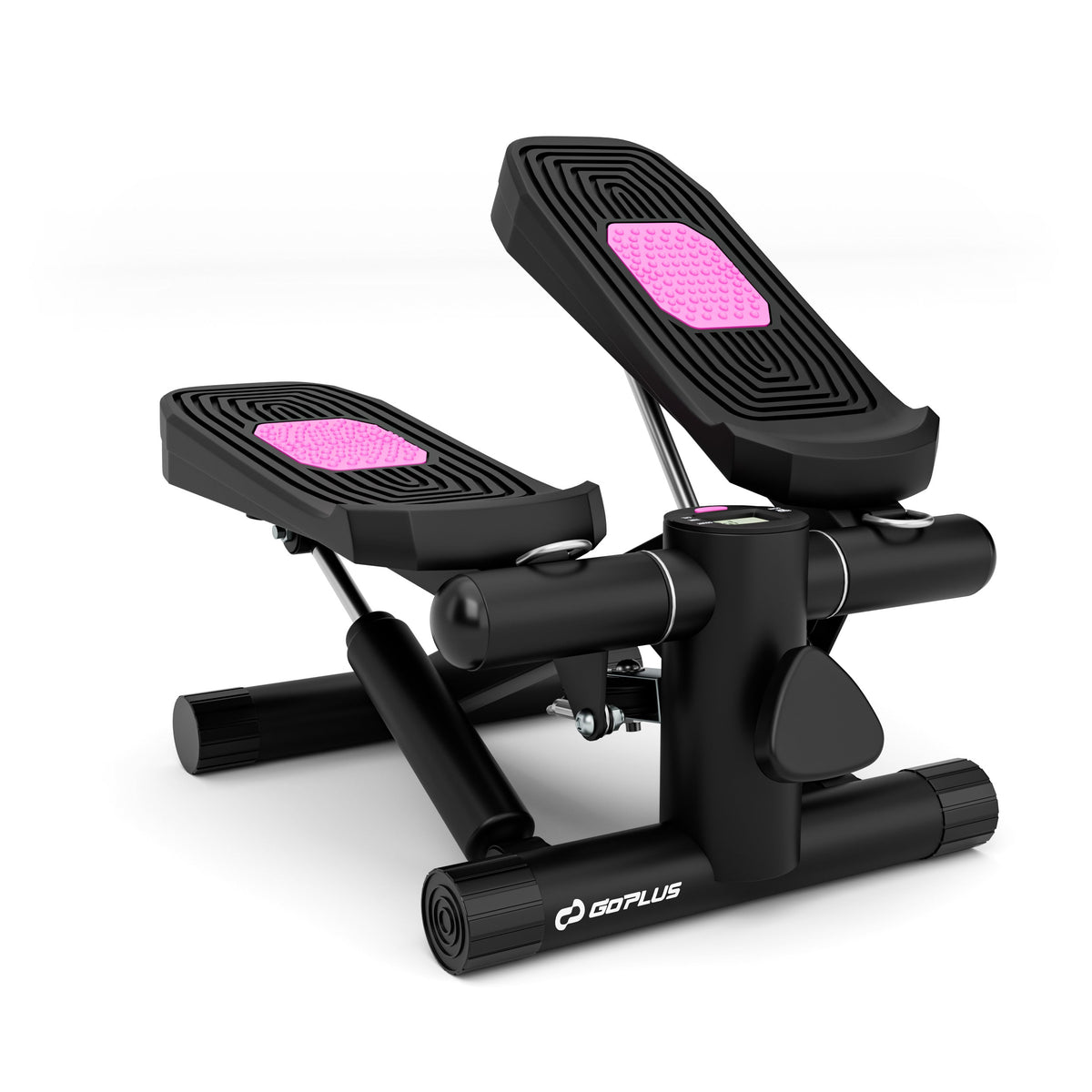 Black and pink step machine on a white background