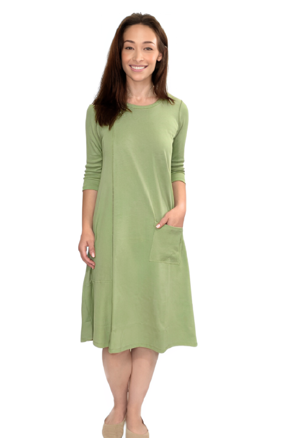 Classic 100% Cotton A-Line Dress with 3/4 Sleeves — modest women's fashion by Kosher Casual USA. Curated with love by BigHeartsDoBigThings2.com
