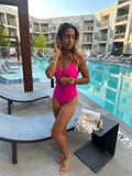 Hot pink one-piece swimsuit