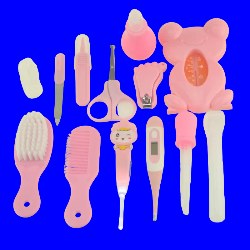 Roadfisher Newborn Baby Care Kits Nose Cleaner Feeder Earpick Tools Grooming Bag Set Nail Clipper Tooth Hair Brush Comb Scissor