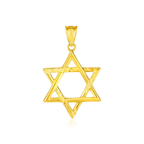 14k yellow gold Star of David pendant with high-polished finish, meaningful Jewish faith jewelry gift. Curated with love by bigheartsdobigthings2.com 💚
