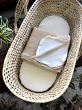 Moses basket with organic cotton double gauze bedding set — soft, natural baby bedding for newborns