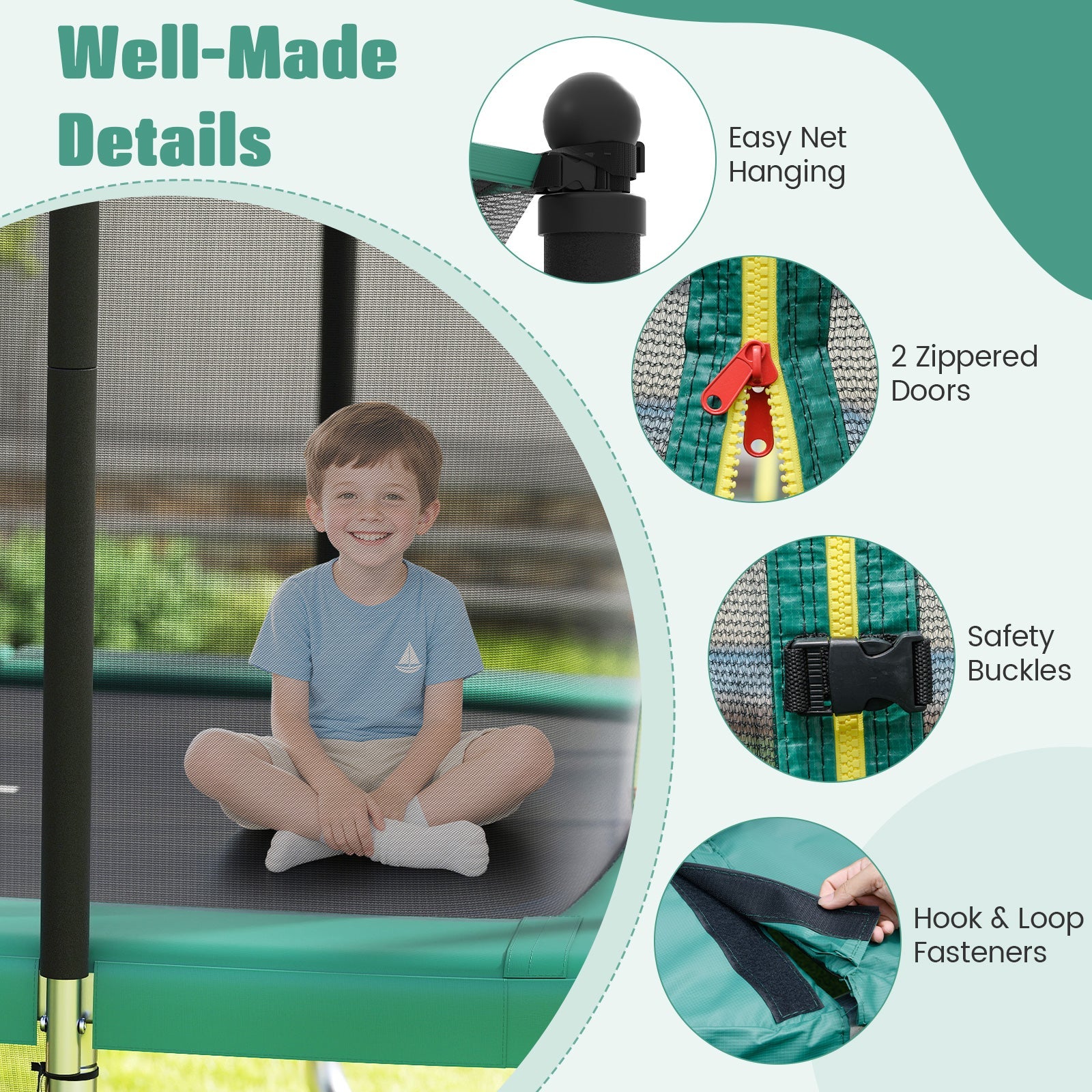 Rectangle Outdoor Trampoline 10 x 8 FT Heavy-Duty Trampoline with Basketball Hoop