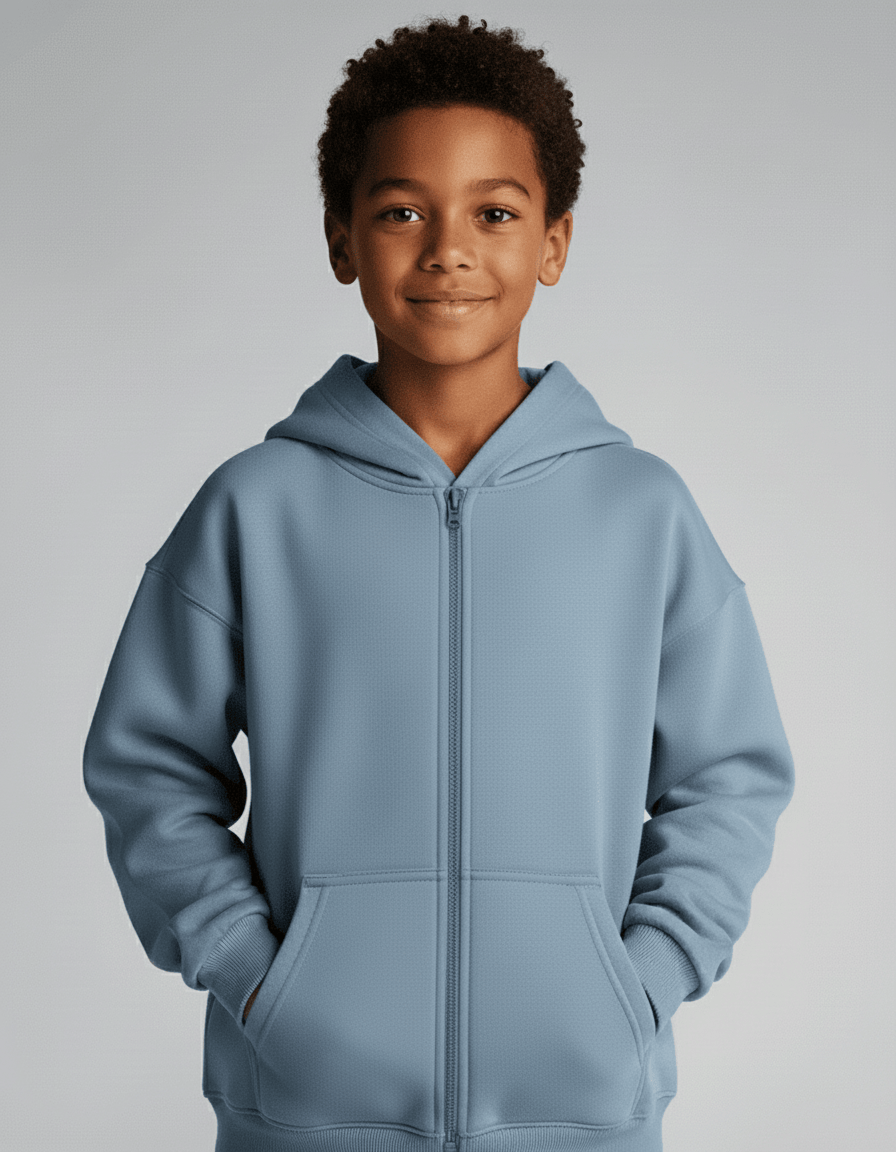 Dreamy Soft Bamboo Kids Zip Up Hoodie Sweatshirt in blue with kangaroo pocket and double-lined hood - $42 - Curated with love by BigHeartsDoBigThings2.com 💚