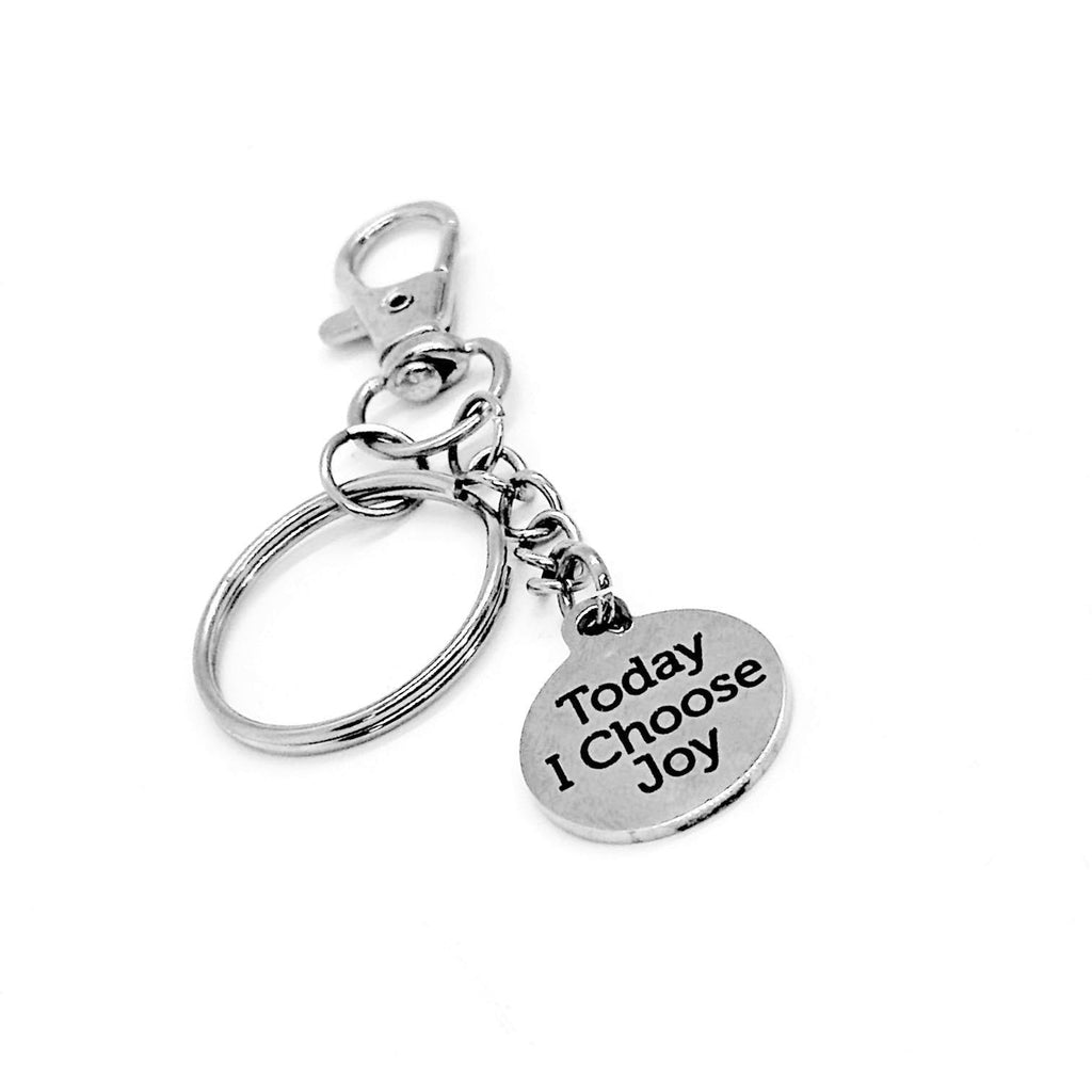 Today I Choose Joy stainless steel clip-on charm keychain — affirmation, recovery & inspiration gift for her. Curated with love by BigHeartsDoBigThings2.com 💚