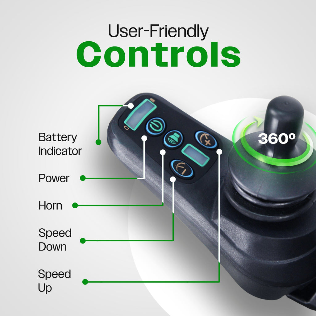 KANO (Green) -Foldable Electric Wheelchair, Travel Size, User-Friendly