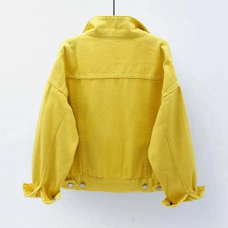 Yellow denim jacket on a white background