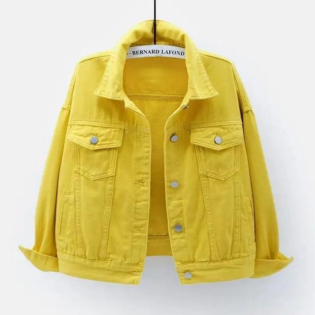 Yellow denim jacket on a white background