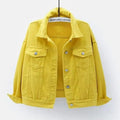 Yellow denim jacket on a white background