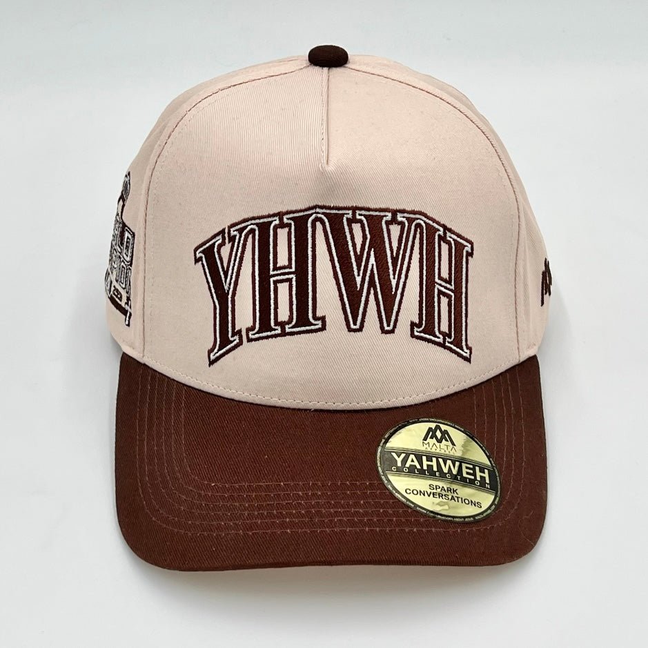 ‘YHWH’ Structured SnapBack - Cream/Brown - BigHeartsDoBigThings2.com