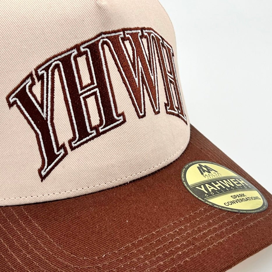 ‘YHWH’ Structured SnapBack - Cream/Brown - BigHeartsDoBigThings2.com